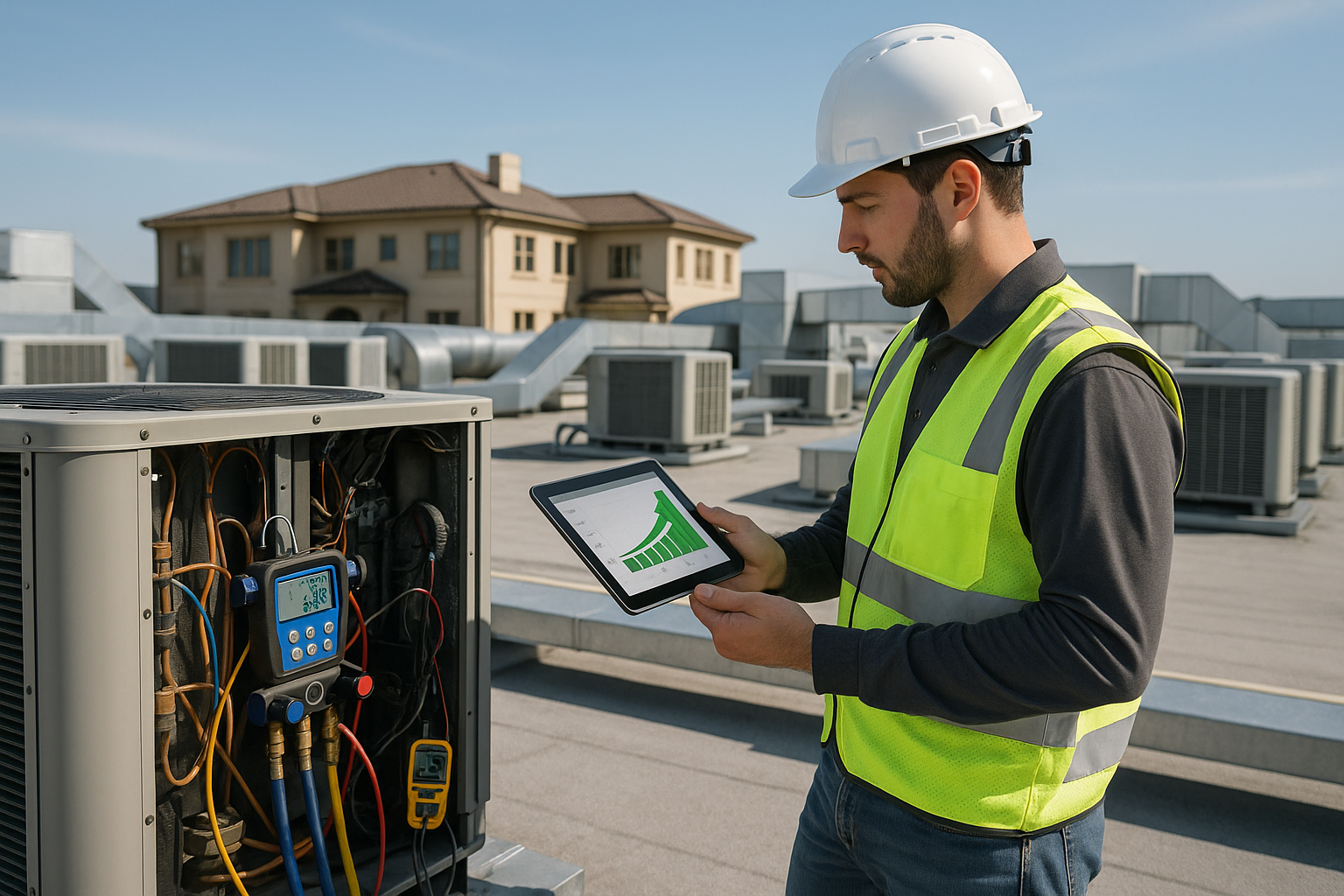 Técnico trabajando en equipo exterior
